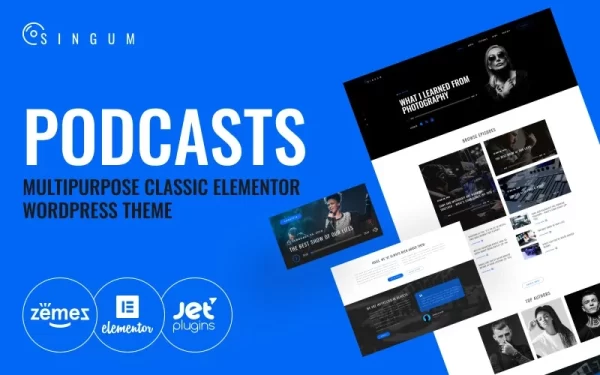 Singum Podcaster Multipurpose Classic WordPress Elementor Theme WordPress Theme 1.0.1 GPL Theme