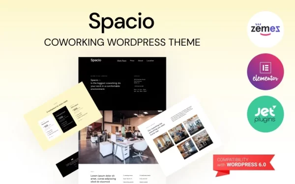 Spacio Coworking WordPress Theme to Unite Workers 1.0.0 GPL Theme