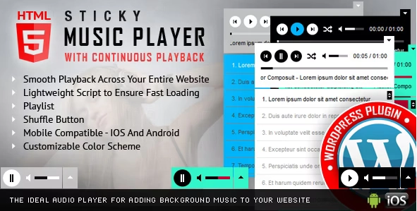 Sticky HTML5 Music Player WordPress Plugin 3.1.5 GPL Plugins