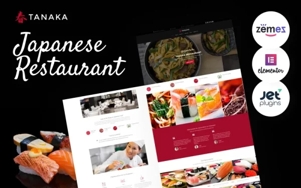 Tanaka Japanese Restaurant WordPress Theme 1.0.1 GPL Theme