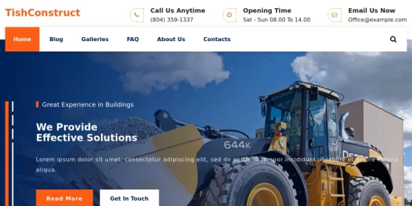 TishConstruct Construction Company WordPress Theme 1.0.1 GPL Theme