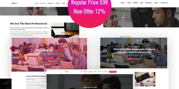 Trader Corporate Responsive WordPress Theme 1.0.0 GPL Theme