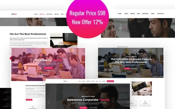 Trader Corporate Responsive WordPress Theme 1.0.0 GPL Theme