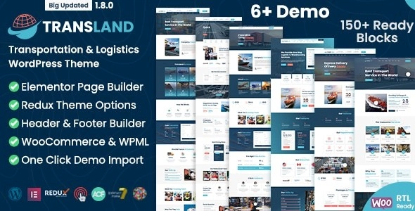 Transland Transportation Logistics WordPress Theme 2.0.1 GPL Theme