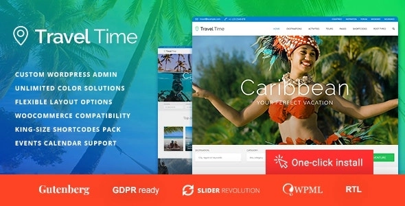 Travel Time Tour and Hotel WordPress Theme 1.2.8 GPL Theme
