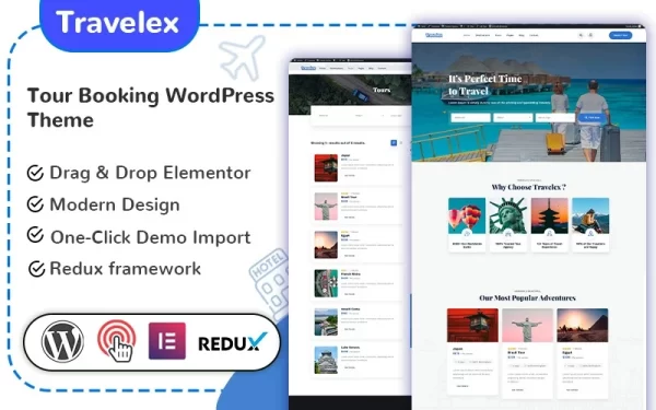 Travelex Travel Booking WordPress Theme 1.0 GPL Theme
