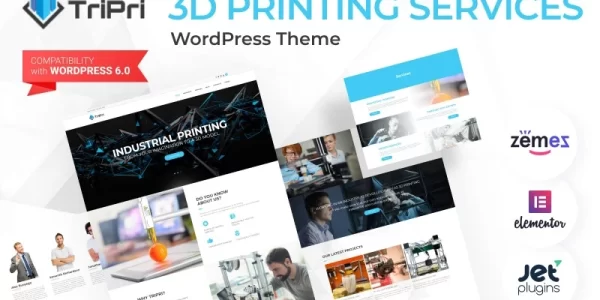 TriPri 3D Printing Services WordPress Theme 1.0.1 GPL Theme