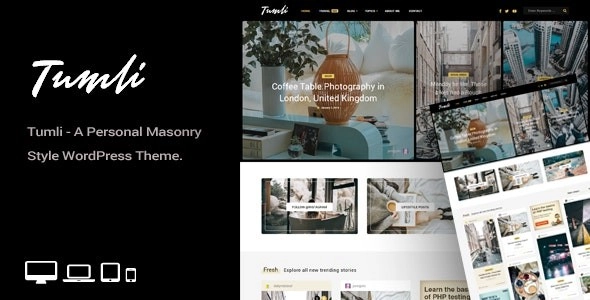 Tumli A Personal Masonry Style WordPress Theme 2.1 GPL Theme