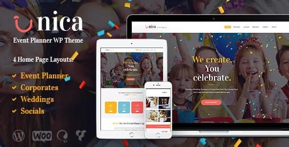 Unica Event Planning Birthday Wedding Agency WordPress Theme 1.4.1 GPL Theme