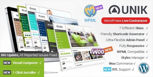 Unik Responsive Multi-Purpose Theme 1.8.7 GPL Theme