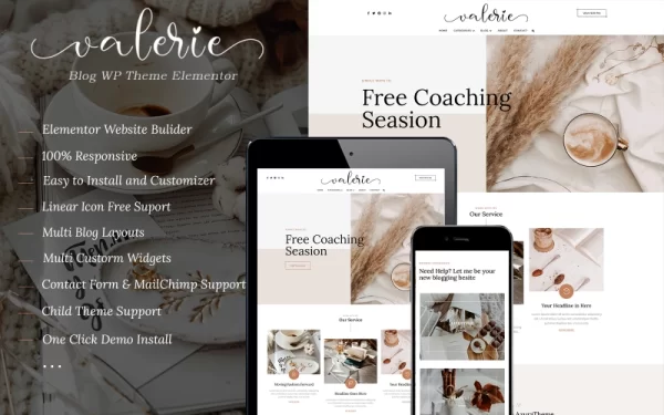 Valerie Blog WordPress Theme Elementor 1.0.7 GPL Theme