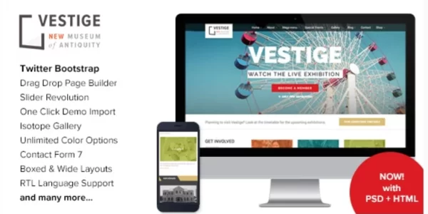 Vestige Museum Responsive WordPress Theme 2.8 GPL Theme