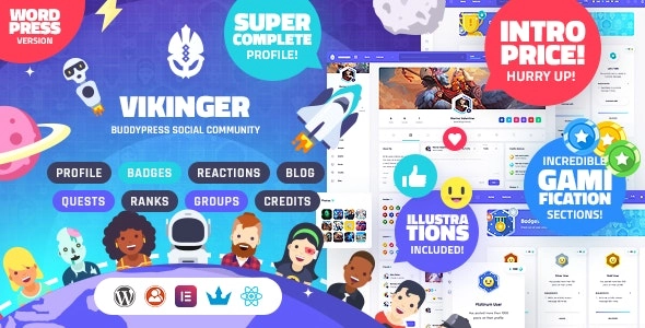 Vikinger – BuddyPress and GamiPress Social Community 1.9.18 GPL Theme