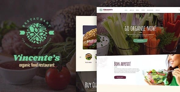 Vincente’s | Organic Food Restaurant Eco Cafe WordPress Theme 1.1.3 GPL Theme