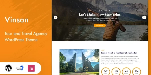 Vinson Tour and Travel Landing Page WordPress Theme 1.0.0 GPL Theme