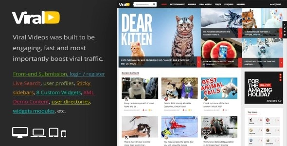 ViralVideo Responsive Magazine WordPress Theme 2.5 GPL Theme