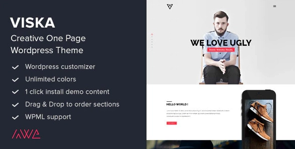 Viska Creative One Page WordPress Theme 1.9.1 GPL Theme