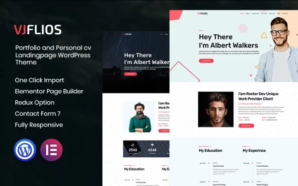 Vjflios Portfolios and Personal CV Landingpage WordPress Theme 1.0.0 GPL Theme