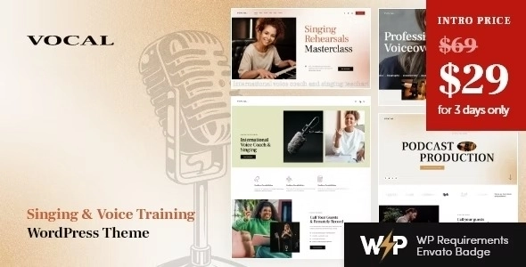 Vocal Singing Voice Artist WordPress Theme 1.5.0 GPL Theme