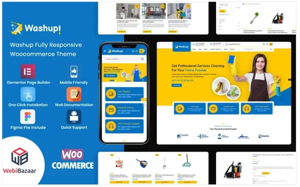 Washup – Home Cleaning Essential Cleaning Tools WooCommerce Theme 1.0 GPL Theme