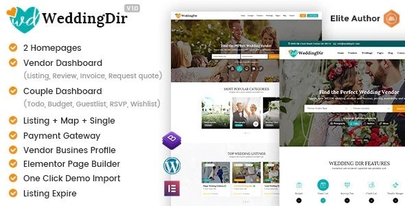 WeddingDir Directory Listing WordPress Theme for Vendor / Supplier 1.1.4 GPL Theme