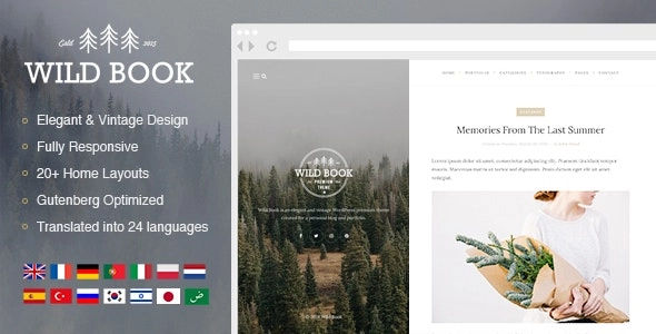 Wild Book Vintage Elegant Blog Theme 1.9.5 GPL Theme