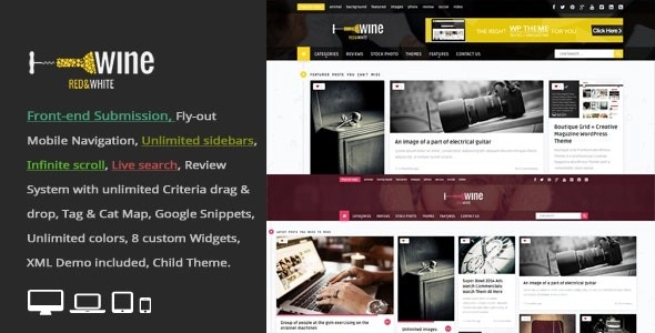 Wine Masonry Review Front-end Submission WordPress Theme 2.9 GPL Theme