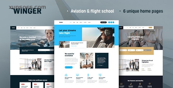 Winger Aviation Flight School WordPress Theme 1.0.8 GPL Theme