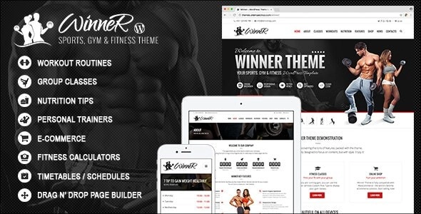 Winner Fitness Gym WordPress Theme 2.7.0 GPL Theme