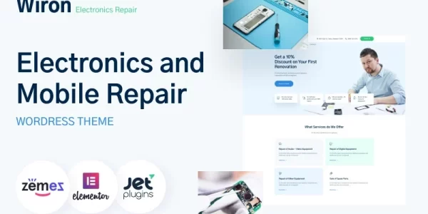 Wiron Electronics and Mobile Repair Template WordPress Theme 1.0.1 GPL Theme