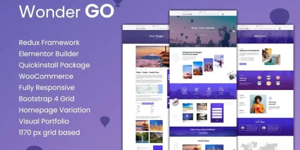 Wonder GO Tour Booking and Travel WordPress Theme 1.0.1 GPL Theme