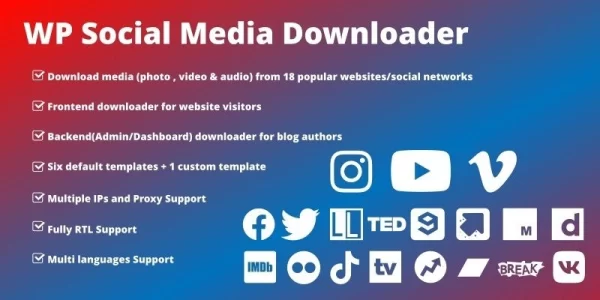 WordPress Social Media Downloader Plugin 3.1.0 GPL Plugins