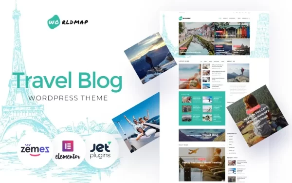 WorldMap Travel Photo Blog WordPress Elementor Theme WordPress Theme 1.0.0 GPL Theme