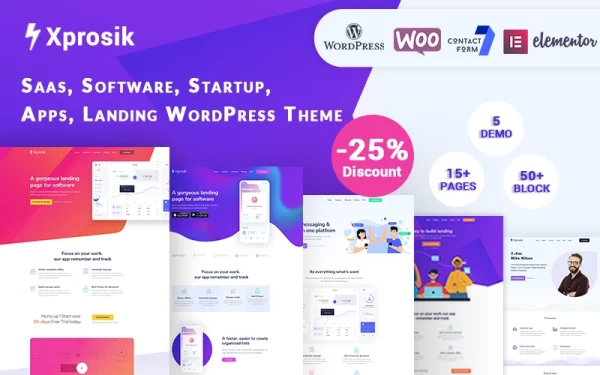Xprosik Saas Software App Startup Landing WordPress Elementor Theme WordPress Theme 1.0 GPL Theme