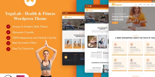 YogaLab Yoga Health Fitness WordPress Theme WordPress Theme 1.0.0 GPL Theme