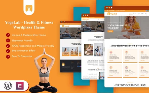 YogaLab Yoga Health Fitness WordPress Theme WordPress Theme 1.0.0 GPL Theme
