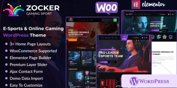 Zocker E-Sports Online Gaming Clan News WordPress Theme 1.1 GPL Theme