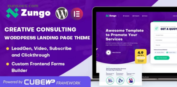Zungo Creative Consulting Business WordPress Landing Page Theme 1.0.4 GPL Theme