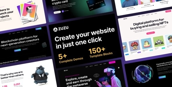 Zuzu NFT Crypto WordPress Theme 1.0.0 GPL Theme