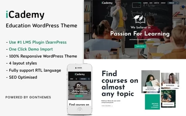 iCademy Education WordPress Theme 1.0.0 GPL Theme