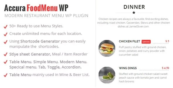 Accura FoodMenu WP Modern Restaurant Food Menu 1.1.1 GPL Plugins
