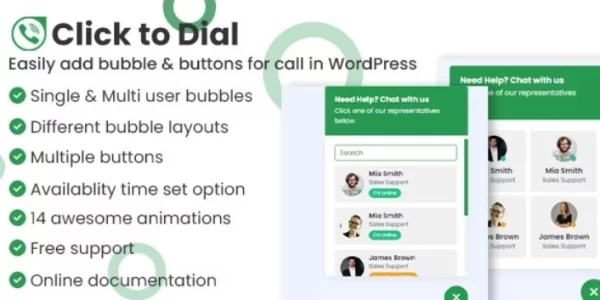 Click to dial  – Direct call from website WordPress plugin 1.3.0 GPL Plugins