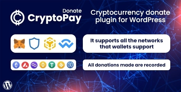 CryptoPay Donate Cryptocurrency donate plugin for WordPress 1.3.1 GPL Plugins