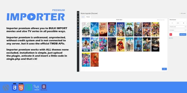 Importer for MovieWP 2.0 GPL Plugins
