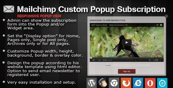Mailchimp Custom Popup Subscription for wordpress 1.4 GPL Plugins