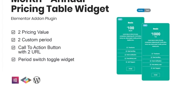 Month Annual Pricing Table Widget For Elementor 1.2.3 GPL Plugins
