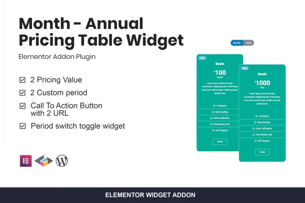Month Annual Pricing Table Widget For Elementor 1.2.3 GPL Plugins