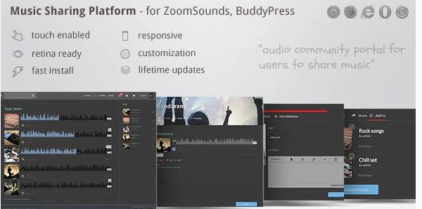Music Sharing Platform for WordPress / ZoomSounds Addon, BuddyPress integrated 1.2.1 GPL Plugins