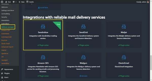 Newsletter Sendinblue 1.1.4 GPL Plugins