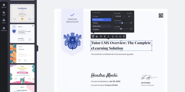 Tutor LMS Certificate Builder 1.1.1 GPL Plugins
